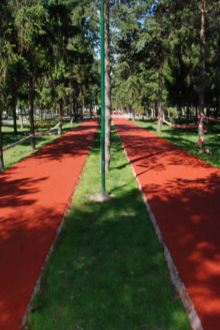 Park içinde kırmızı koşu parkuru